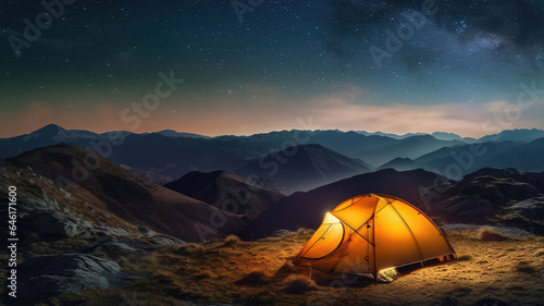 Camping under the starry mountain skies.