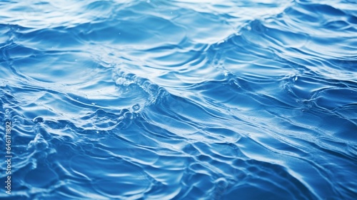 Blue textured background of waves with ripples on the water. Close-up, selective focus, defocus : Generative AI © Generative AI