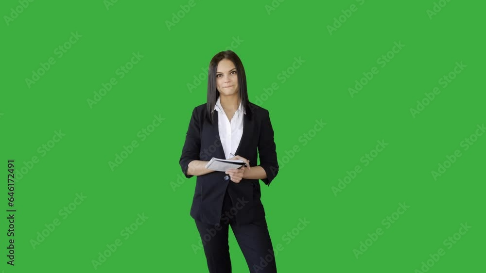 Beautiful Woman With Glasses Isolated on Chroma Key Green Background Beautiful Woman With Glasses Isolated on Chroma Key Green Background