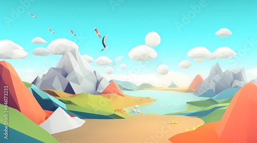 Surreal Dream Scape inspired by 3D art - a sunny dreamy day  Generative AI 