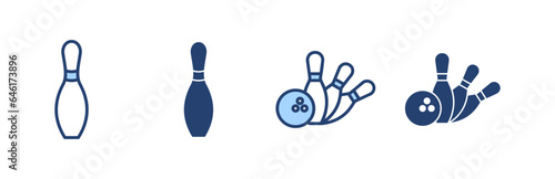 Bowling icon vector. bowling ball and pin sign and symbol.