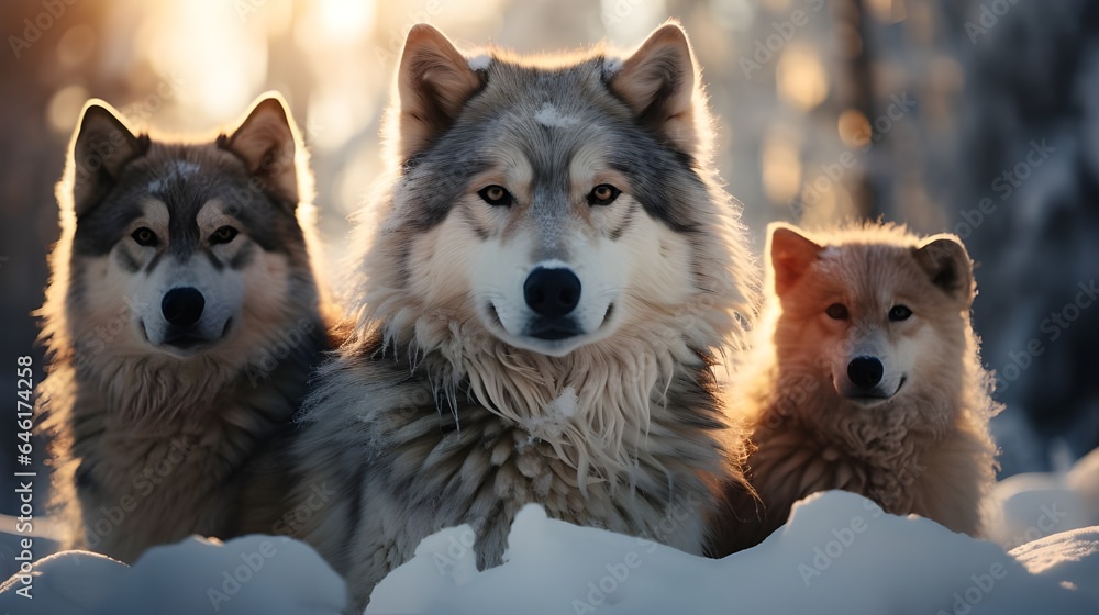 Wolves in the snow Generative AI
