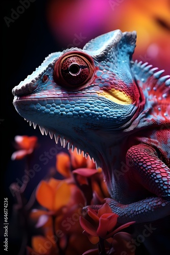 Colorful chameleon Generative AI