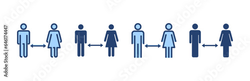 Social distancing vector. social distance sign and symbol. self quarantine sign