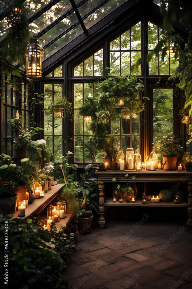 Candle Lit Greenhouse | Photography Backdrop Background 