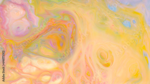 Ink Swirls and Colorful Stains: Fluid Art Fantasy on Blurred Background