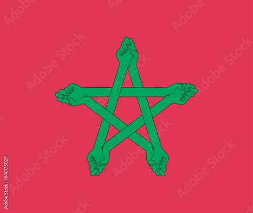 Support for Morocco, Moroccan Flag With a handshake sign as symbole of solidarity Earthquake disaster vector illustration