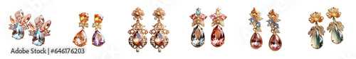 Png Set transparent background showcases gold earrings with gemstones