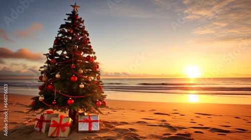 Tropical Holiday Vibes: Christmas Tree by the Beach