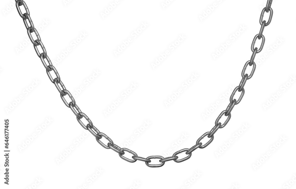 One common metal chain isolated on white One common metal chain isolated on white