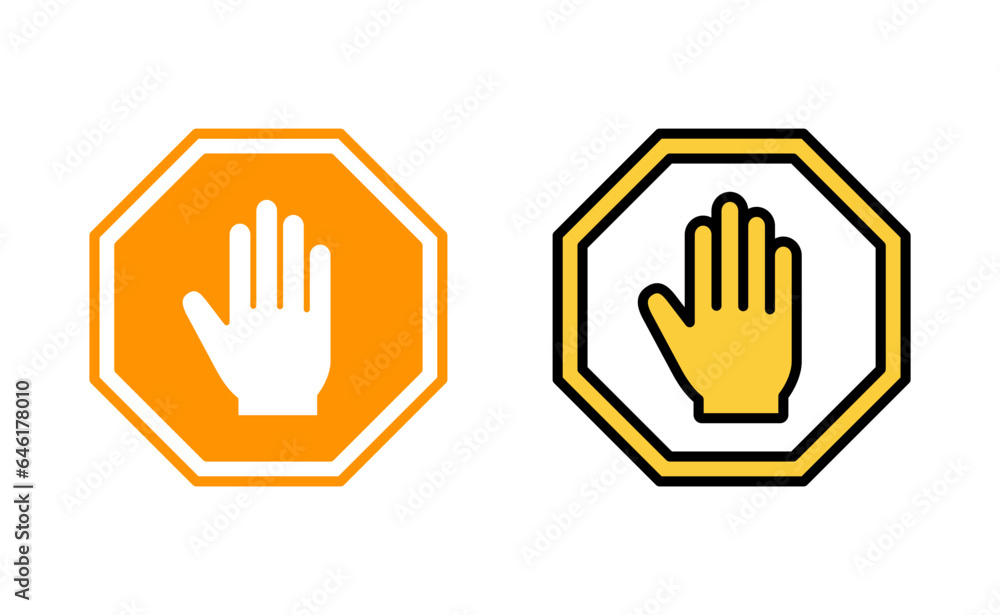 Stop icon set for web and mobile app. stop road sign. hand stop sign and symbol. Do not enter stop red sign with hand Stop icon set for web and mobile app. stop road sign. hand stop sign and symbol. Do not enter stop red sign with hand