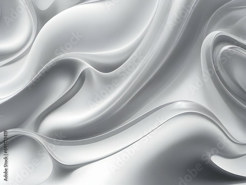 Fluid Interplay of Textures A Fusion of Gossamer Silk and Glistening Plastic in silver Wave Symphony
