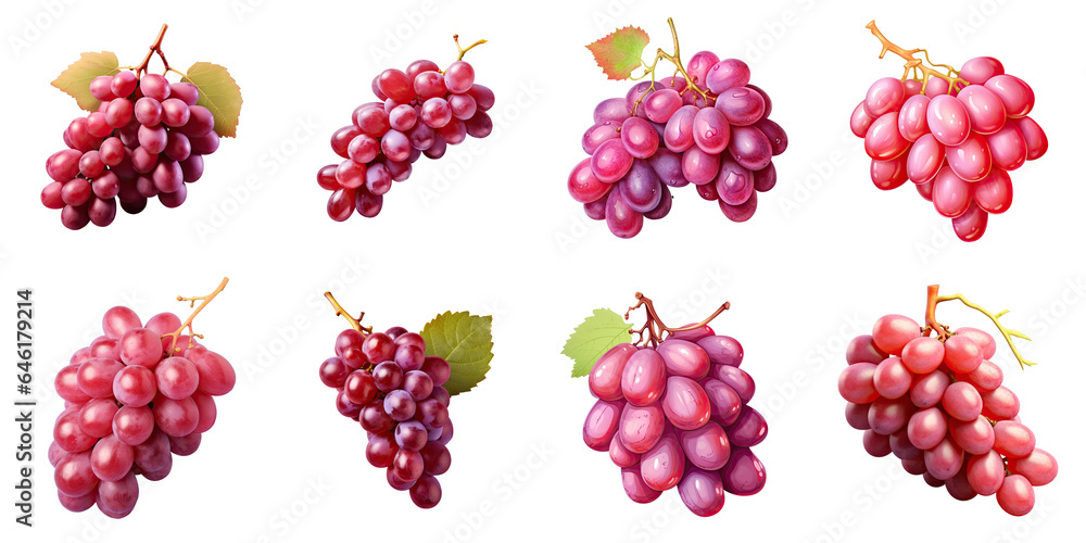 Png Set Sliced red grapes displayed on a transparent background Png Set Sliced red grapes displayed on a transparent background