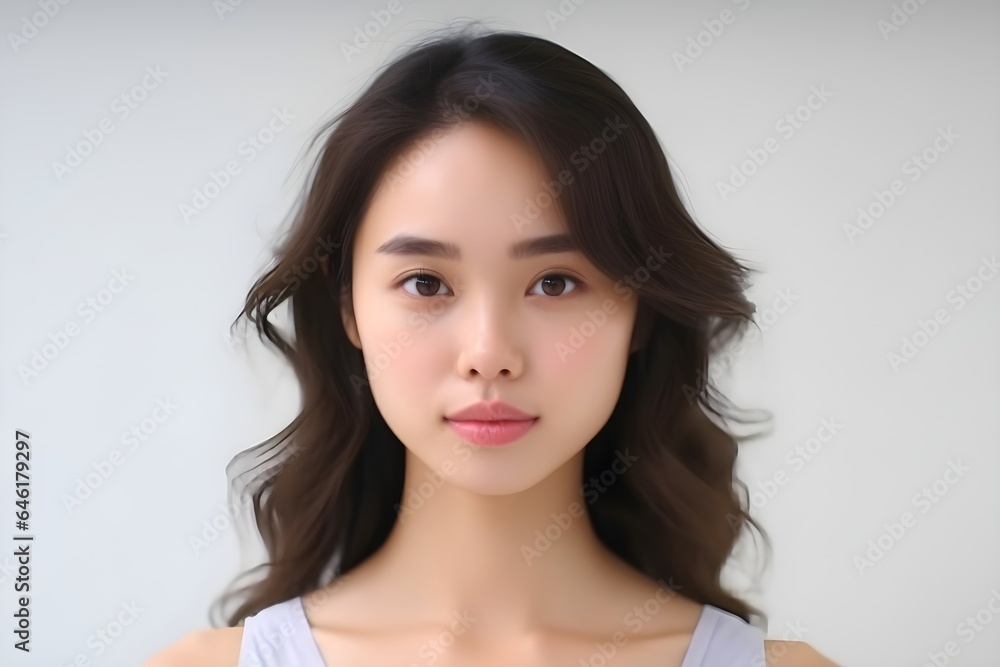 10~20代の日本人女性のポートレート 白背景 with generative ai 10~20代の日本人女性のポートレート 白背景 with generative ai