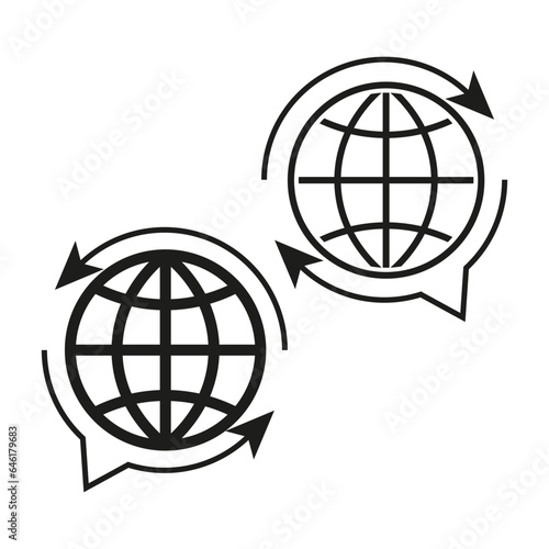 Translate icon. Earth sign in message icon. Vector illustration. EPS 10.