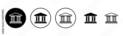 Bank icon set illustration. Bank sign and symbol, museum, university