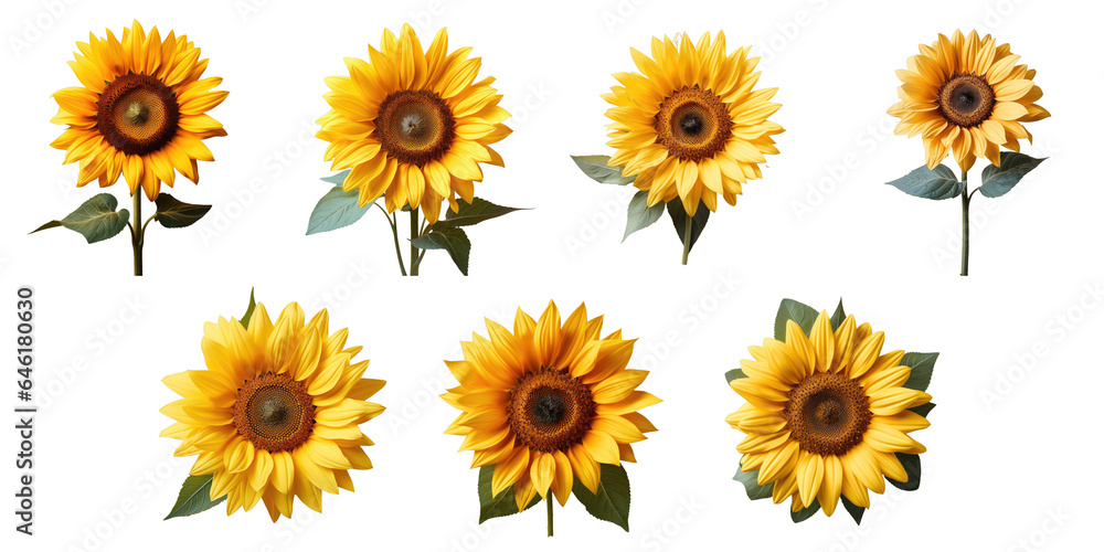 Png Set Sunflower isolated on transparent background Png Set Sunflower isolated on transparent background