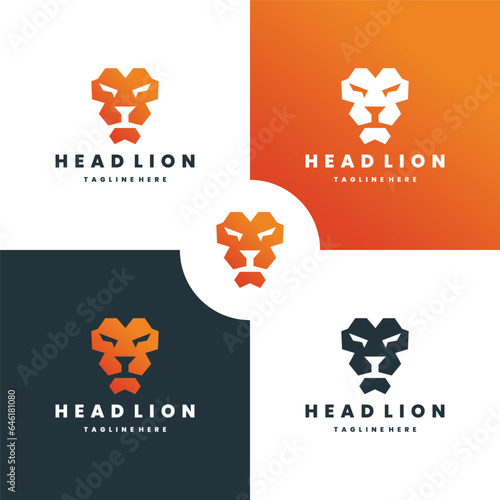 Head lion logo design template vector illustration