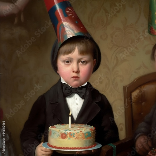 Sad Victorian Child on their Birthday made with Generative AI Technology