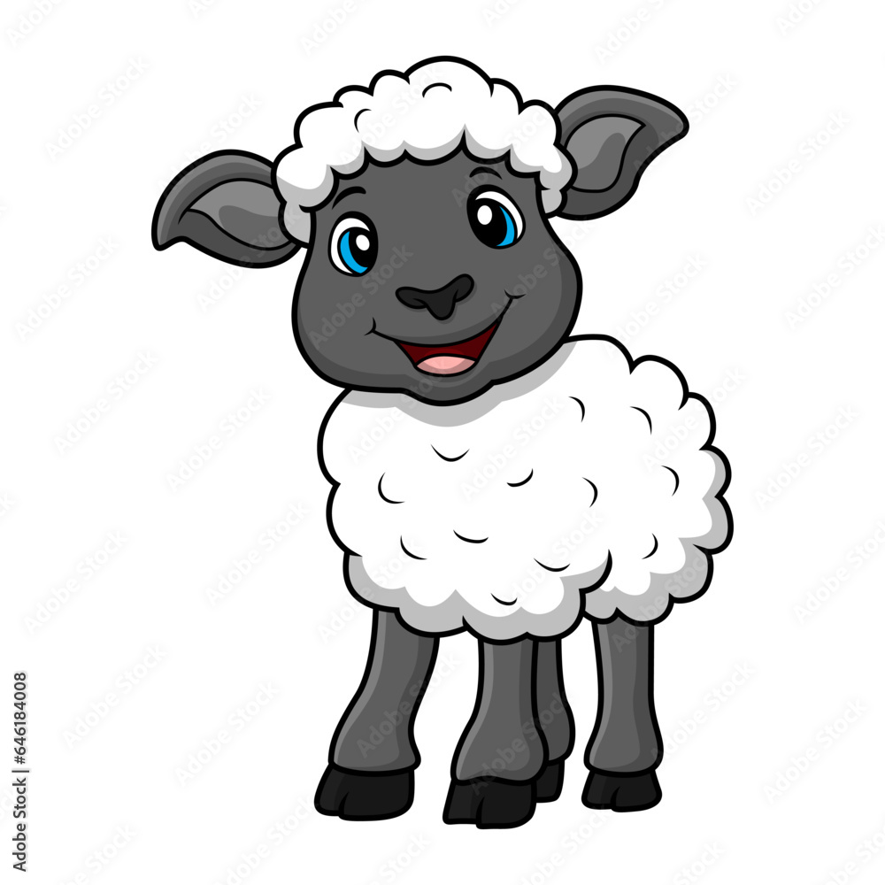 Cute sheep cartoon on white background Cute sheep cartoon on white background