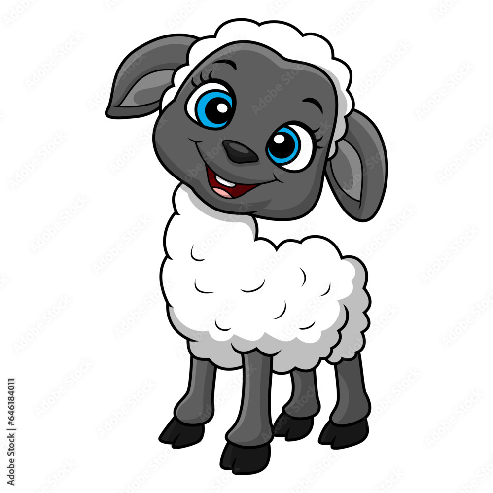 Cute sheep cartoon on white background Cute sheep cartoon on white background