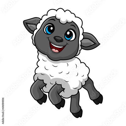 Cute sheep cartoon on white background