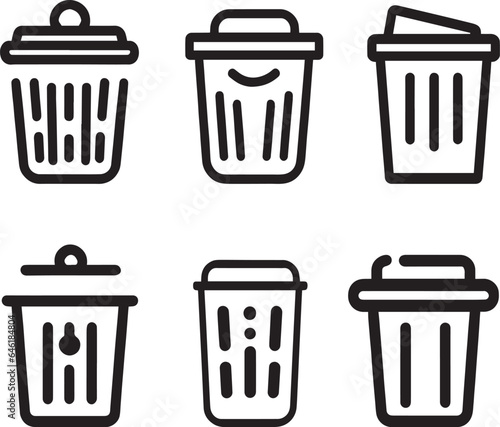 Trash bin icon vector silhouette illustration