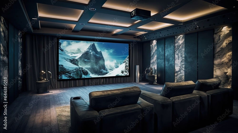 Fototapeta premium Advanced Home Cinema Interior 3D Rendering
