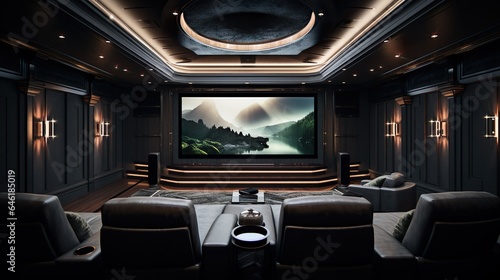 Advanced Home Cinema Interior 3D Rendering