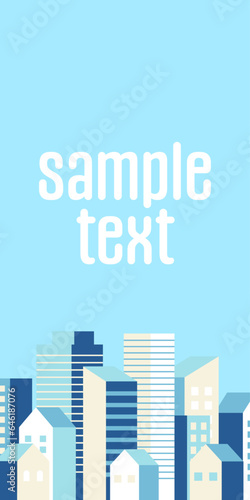 背景イラスト_ビル群_青