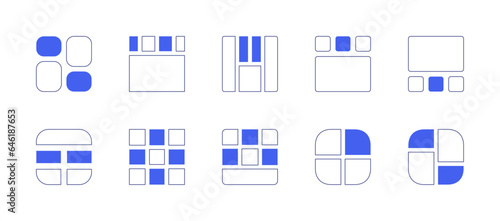 Grid icon set. Duotone style line stroke and bold. Vector illustration. Containing grid, layout, prototype.