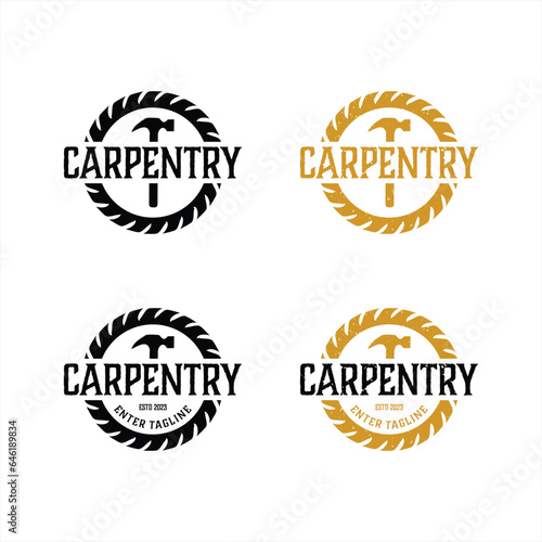 vector design of carpentry tools with saw blade and hammer