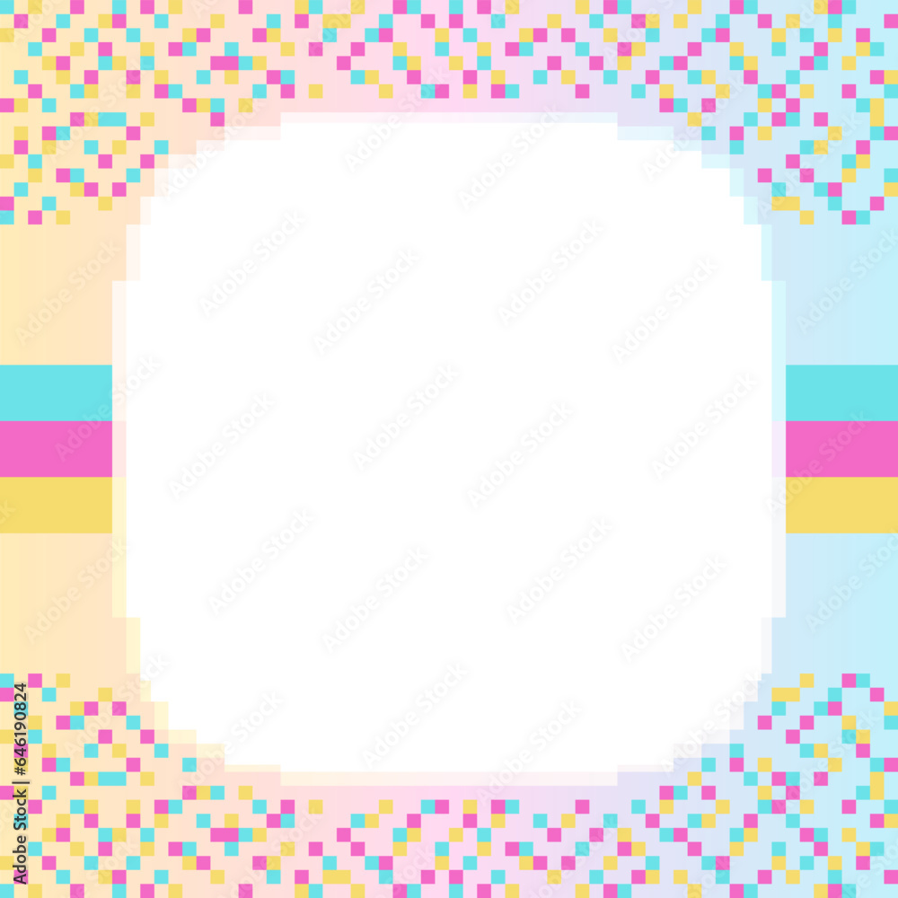 Pastel Colorful Pixel Confetti Frame Template