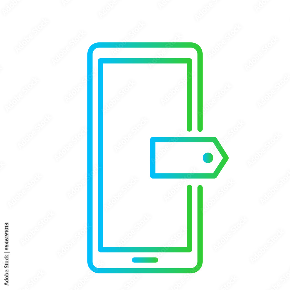 Mobile sale digital marketing icon with blue and green gradient outline style. mobile, sale, business, sign, market, buy, internet. Vector Illustration Mobile sale digital marketing icon with blue and green gradient outline style. mobile, sale, business, sign, market, buy, internet. Vector Illustration