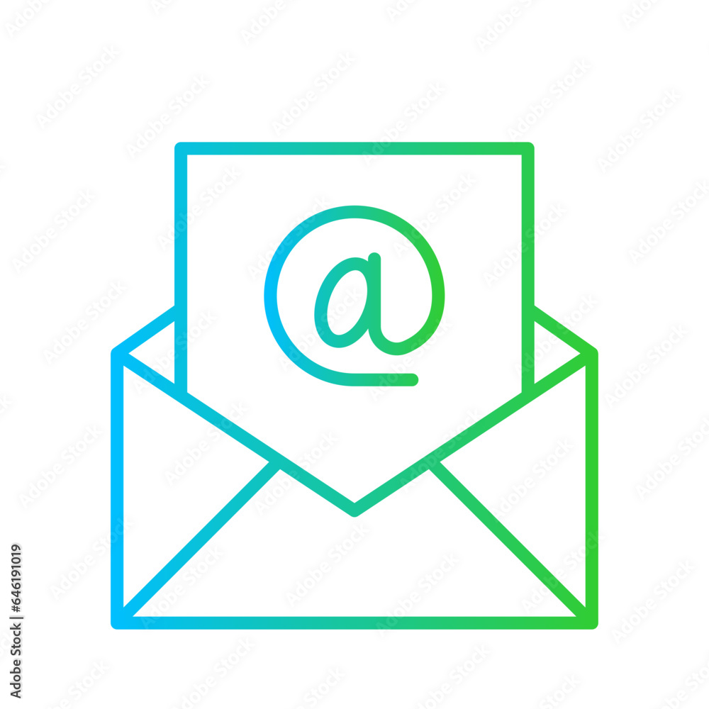 Email advertisement digital marketing icon with blue and green gradient outline style. email, marketing, internet, media, advertising, business, social. Vector Illustration Email advertisement digital marketing icon with blue and green gradient outline style. email, marketing, internet, media, advertising, business, social. Vector Illustration