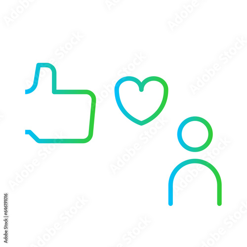 Social media digital marketing icon with blue and green gradient outline style. network, media, internet, social, sign, web, communication. Vector Illustration
