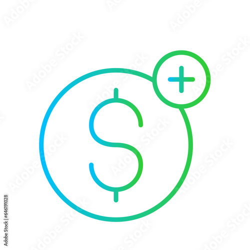 Monetize digital marketing icon with blue and green gradient outline style. monetization, business, website, technology, content, web, marketing. Vector Illustration