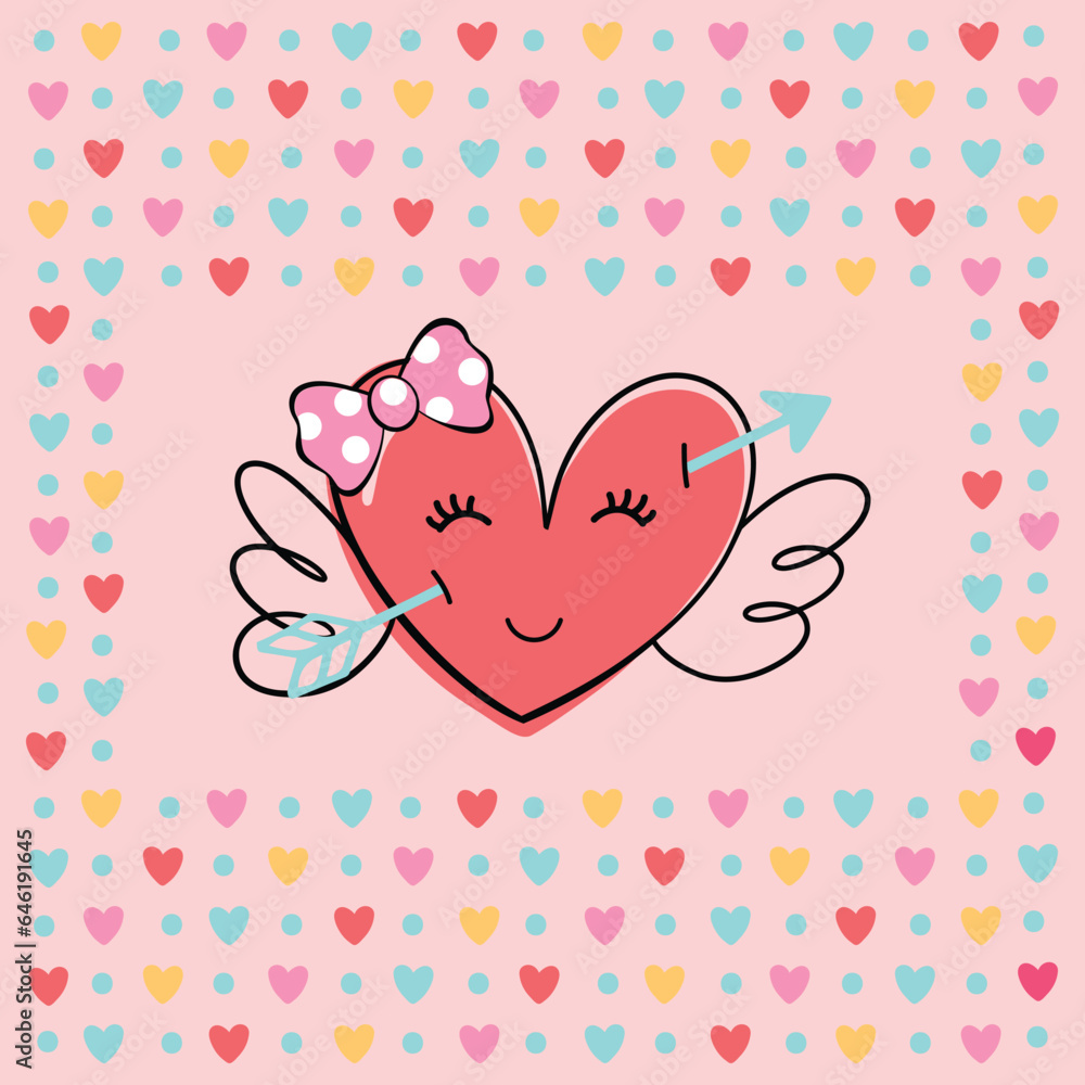 cute heart vector illustration with beautiful background