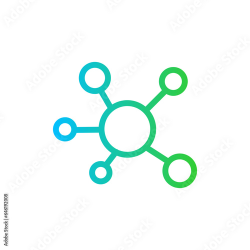 Networking digital marketing icon with blue and green gradient outline style. network, communication, business, symbol, internet, social, connection. Vector Illustration