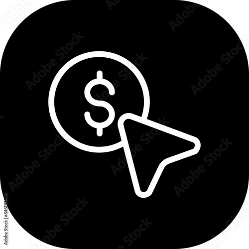 Pay per click digital marketing icon with black outline style. marketing, business, internet, click, pay, web, technology. Vector Illustration
