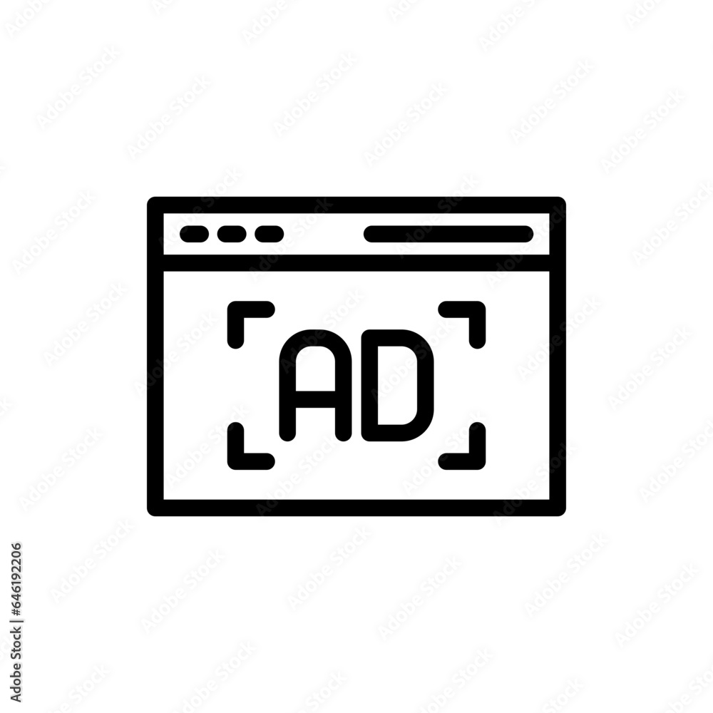 Online advertisement digital marketing icon with black outline style. online, advertising, marketing, media, business, social, internet. Vector Illustration Online advertisement digital marketing icon with black outline style. online, advertising, marketing, media, business, social, internet. Vector Illustration