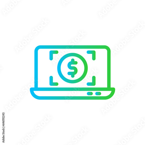 Monetization digital marketing icon with blue and green gradient outline style. monetization, business, technology, content, web, marketing, website. Vector Illustration