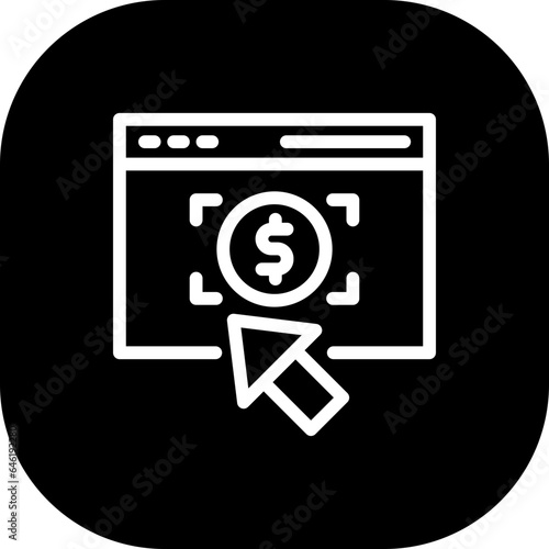 Pay per click digital marketing icon with black filled line outline style. marketing, business, internet, click, pay, web, technology. Vector Illustration