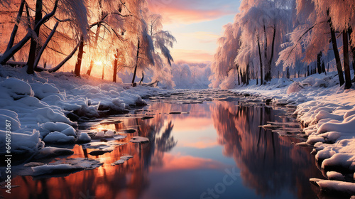 Winter's Serenity: Icy River Reflections