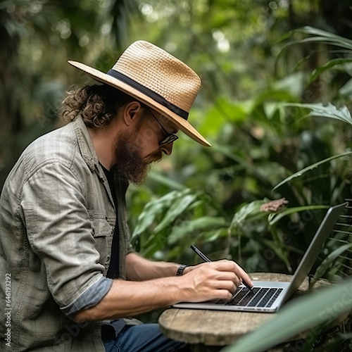 programmer work in tropical garden © Ydhimas