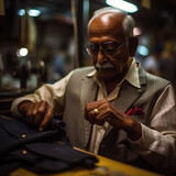 tailor man sewing the clothes