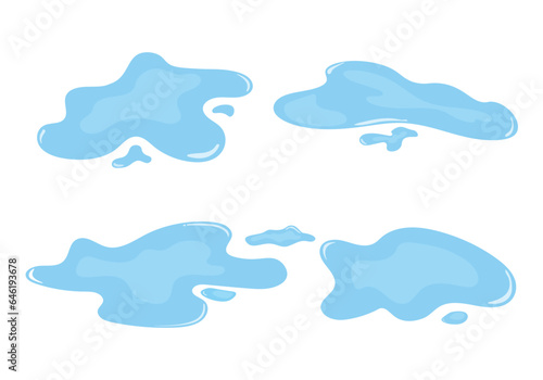 set of water puddle vector illustration isolated on white background