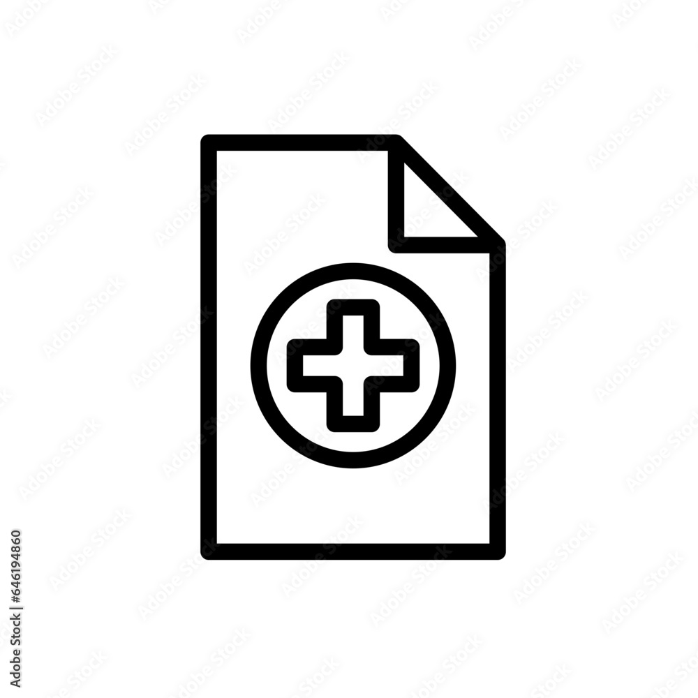 File medical and health icon with black outline style. file, document, business, set, web, sign, data. Vector Illustration File medical and health icon with black outline style. file, document, business, set, web, sign, data. Vector Illustration