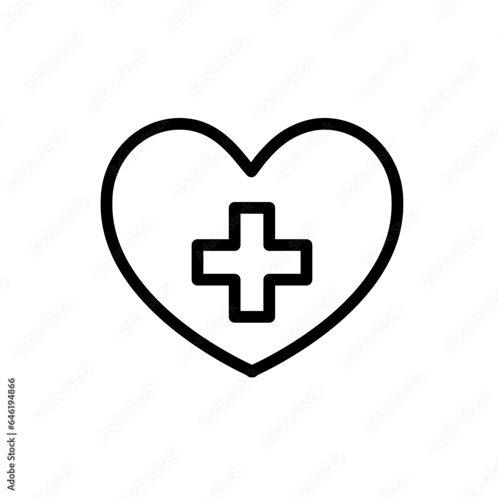 Heart medical and health icon with black outline style. love, heart, sign, design, shape, valentine, set. Vector Illustration Heart medical and health icon with black outline style. love, heart, sign, design, shape, valentine, set. Vector Illustration