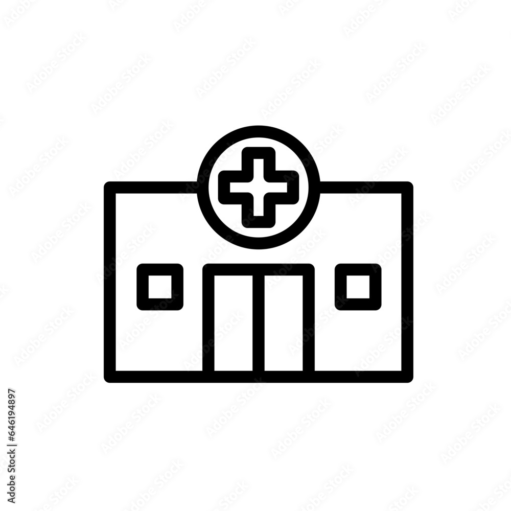 Clinic medical and health icon with black outline style. health, medical, clinic, medicine, care, line, doctor. Vector Illustration Clinic medical and health icon with black outline style. health, medical, clinic, medicine, care, line, doctor. Vector Illustration